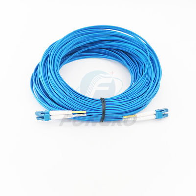 品質  3m LC/UPC-LC/UPC Duplex Blue Fiber Optic Armored Patch Cord With Lszh Jacket 工場
