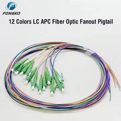 光ファイバー SMファイバーピグテール 12芯 0.9mm G652D PVC LC FC SC ST UPC APC ファイバーピグテール