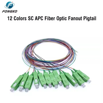 光ファイバー SMファイバーピグテール 12芯 0.9mm G652D PVC LC FC SC ST UPC APC ファイバーピグテール